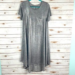 LuLaRoe Elegant Carly Silver Metallic Dress!